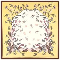 New Fashion Silk Scarf 70cm Square Scarf Floral Print Silk Satin Scarf sku image 10