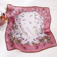 New Fashion Silk Scarf 70cm Square Scarf Floral Print Silk Satin Scarf sku image 11