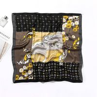 New Fashion Silk Scarf 70cm Square Scarf Floral Print Silk Satin Scarf sku image 22