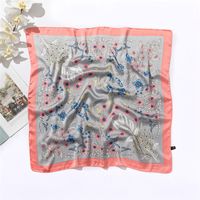 New Fashion Silk Scarf 70cm Square Scarf Floral Print Silk Satin Scarf sku image 29