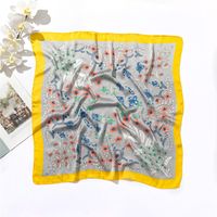 New Fashion Silk Scarf 70cm Square Scarf Floral Print Silk Satin Scarf sku image 31