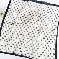 New Style 70cm Letter Geometric Printing Satin Silk Scarf sku image 9