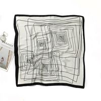 New Style 70cm Letter Geometric Printing Satin Silk Scarf sku image 15