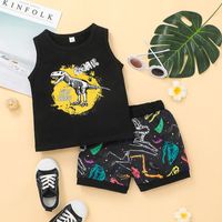 Children's Cartoon Tank Top Shorts Two-piece Clothes Casual Boys Sportswear Pants Suit sku image 1