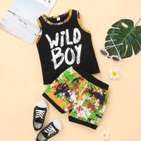 Children's Cartoon Tank Top Shorts Two-piece Clothes Casual Boys Sportswear Pants Suit sku image 6