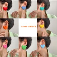 Korean Fashion Love Silver Needle Multi-color Peach Heart Earrings main image 1