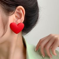 Korean Fashion Love Silver Needle Multi-color Peach Heart Earrings main image 7