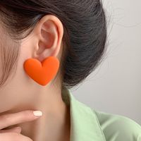 Korean Fashion Love Silver Needle Multi-color Peach Heart Earrings sku image 4