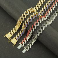 Colored Hip-hop Diamond Strip Cuban Chain Magnet Buckle Necklace main image 6