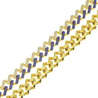 Colored Hip-hop Diamond Strip Cuban Chain Magnet Buckle Necklace main image 3