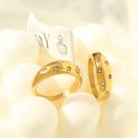 European And American Gypsophila Gold Titanium Steel 18k Gold Rings main image 2