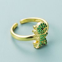 Fashion Personality Exaggerated Gold-plated Copper Micro-inlaid Zircon Dinosaur Ring Simple Trend Ring main image 1