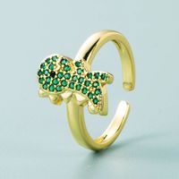 Fashion Personality Exaggerated Gold-plated Copper Micro-inlaid Zircon Dinosaur Ring Simple Trend Ring main image 3