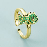Fashion Personality Exaggerated Gold-plated Copper Micro-inlaid Zircon Dinosaur Ring Simple Trend Ring main image 4