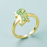 Fashion Personality Exaggerated Gold-plated Copper Micro-inlaid Zircon Dinosaur Ring Simple Trend Ring main image 5