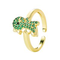 Fashion Personality Exaggerated Gold-plated Copper Micro-inlaid Zircon Dinosaur Ring Simple Trend Ring main image 6