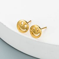Fashion Copper Gold-plated Micro-inlaid Zircon Smiley Face Earrings main image 3