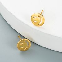 Fashion Copper Gold-plated Micro-inlaid Zircon Smiley Face Earrings main image 5