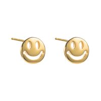 Fashion Copper Gold-plated Micro-inlaid Zircon Smiley Face Earrings main image 6
