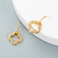Fashion Gold-plated Copper Micro-inlaid Zircon Flower Moon Shape Earrings main image 3