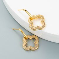 Fashion Gold-plated Copper Micro-inlaid Zircon Flower Moon Shape Earrings main image 4
