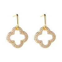 Fashion Gold-plated Copper Micro-inlaid Zircon Flower Moon Shape Earrings main image 6