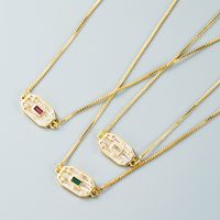 Temperament Micro-inlaid Zircon Square Brand Pendant Necklace Earrings main image 3