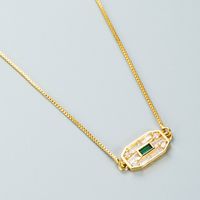 Temperament Micro-inlaid Zircon Square Brand Pendant Necklace Earrings main image 5