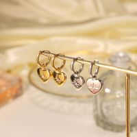 European And American Stainless Steel Eight-pointed Star Zircon Inlaid Heart-shaped Pendant Ear Hoop main image 3