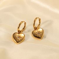 European And American Stainless Steel Eight-pointed Star Zircon Inlaid Heart-shaped Pendant Ear Hoop main image 5