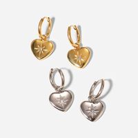 European And American Stainless Steel Eight-pointed Star Zircon Inlaid Heart-shaped Pendant Ear Hoop main image 6