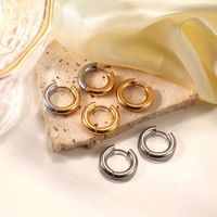 Simple 18k Gold-plated Stainless Steel Jewelry Gold And Silver Hoop Earrings Jewelry main image 1