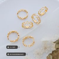 Open Hollow Honeycomb Shape Design Ring 18k Gold Plated Titanium Steel Bracelet main image 3