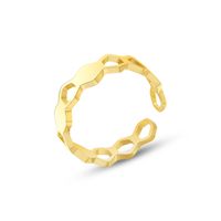 Open Hollow Honeycomb Shape Design Ring 18k Gold Plated Titanium Steel Bracelet main image 6