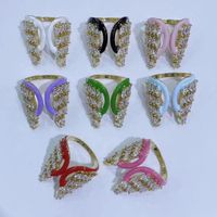 Butterfly-shaped Fashion Personality Index Finger Ring Enamel Angel Wing Open Ring main image 4