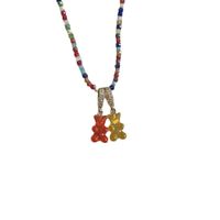 Colorful Beaded Necklace Cute Candy Jelly Bear Pendant Gummy Chain main image 1