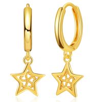 Aretes De Estrella De Mar Huecos Con Diseño De Estrella De Cinco Puntas De Oro De 18 Quilates De Cobre main image 1