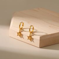 Copper 18k Gold Five-pointed Star Design Hollow Starfish Earrings main image 4