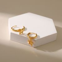 Copper 18k Gold Five-pointed Star Design Hollow Starfish Earrings main image 5