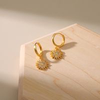 Copper Gold Plated Creative Zircon Sun Earrings main image 4