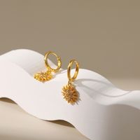 Copper Gold Plated Creative Zircon Sun Earrings main image 5