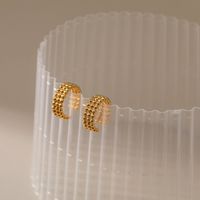 Sidetsu  ، ثلاثة صفوف من قطع عظام الأذن ، خرز دائري ، أنثى صغيرة ، 18k مجوهرات ذهبية بدون آذان main image 5