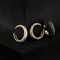 Europe And America Hot Sale Personalized Fashion Dripping Oil Opening Ring Copper Jewelry main image 4