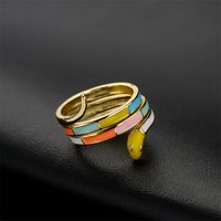 European And American Hot Sale Fashion Color Dripping Oil Ring Copper Plated Gold Open Design Ring main image 3