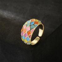 European And American Hot Sale Fashion Color Dripping Oil Ring Copper Plated Gold Open Design Ring main image 4