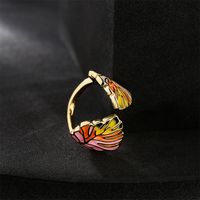 European And American Hot Sale Fashion Color Dripping Oil Ring Copper Plated Gold Open Design Ring main image 5