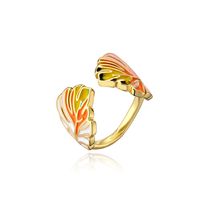 European And American Hot Sale Fashion Color Dripping Oil Ring Copper Plated Gold Open Design Ring main image 6
