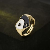 Personality Tai Chi Dripping Oil Love Ring Copper Plated Gold Jewelry main image 3