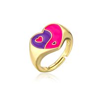 Personality Tai Chi Dripping Oil Love Ring Copper Plated Gold Jewelry main image 5