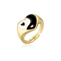 Personality Tai Chi Dripping Oil Love Ring Copper Plated Gold Jewelry main image 6